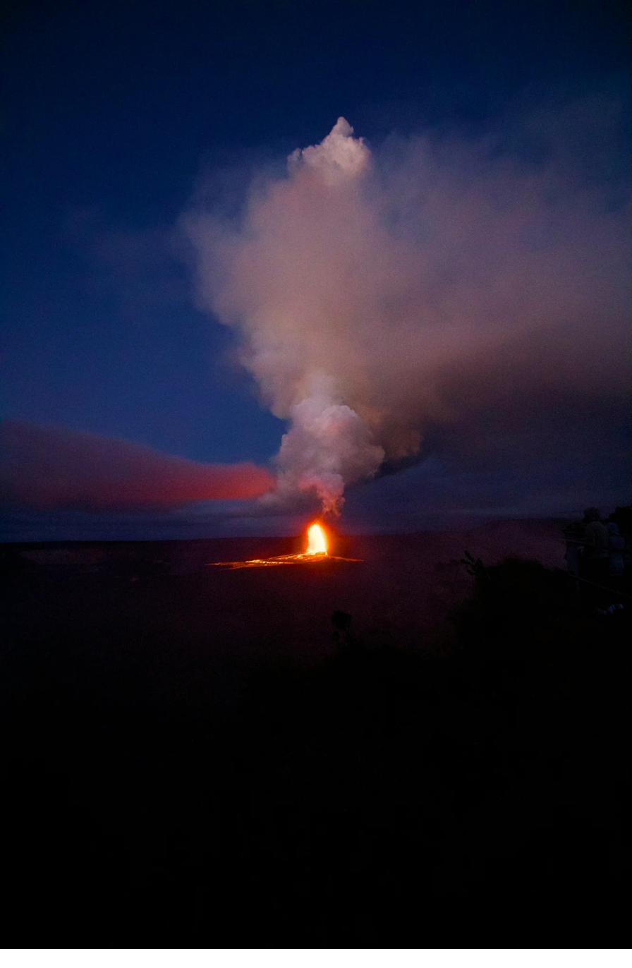 Volcano National Park lava fields and steam vents